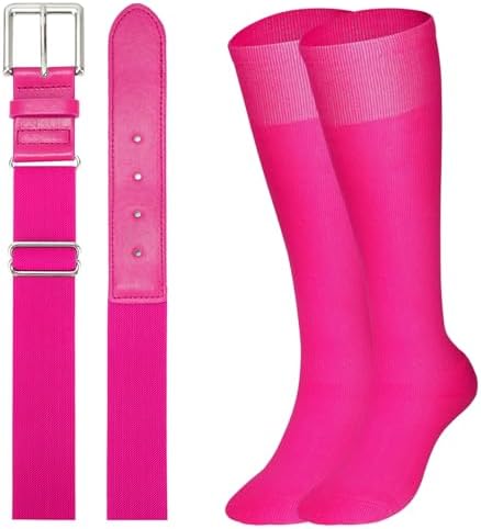 XZQTIVE Baseball Belt and Socks Combo Set Adjustable Softball Belt and Socks Elastic Waist Belt for Youth Adult