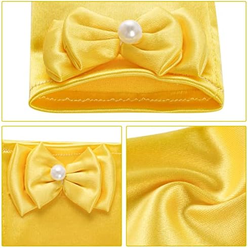 Yolyoo Girls Princess Gloves Girl White Long Satin Princess Dress Up Diamonds Bows Gloves For Birthday Wedding Costume Party