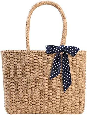 YXILEE Zipper Straw Bags For Women Straw Purse Woven Womens Handmade Weaving Summer Handbag for Travel Beach