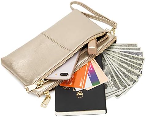 ZOOEASS Triple Zip Small Crossbody Bag Lightweight Purses Vegan Leather Wristlet Clutch Includes Adjustable Shoulder