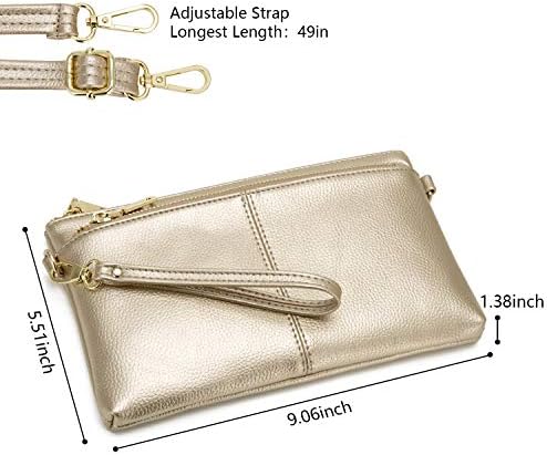 ZOOEASS Triple Zip Small Crossbody Bag Lightweight Purses Vegan Leather Wristlet Clutch Includes Adjustable Shoulder