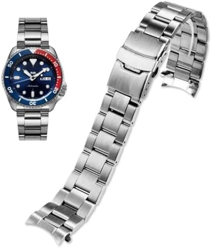 不锈钢表带弧形端部锥形 18 毫米 19 毫米 20 毫米 21 毫米 22 毫米 24 毫米 柔性金属表带智能手表手链部署双翻盖锁扣 银色 黑色 金色