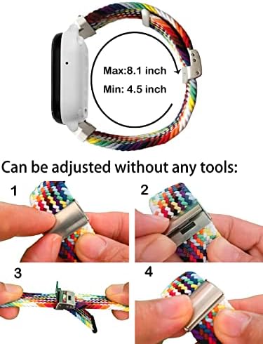 2 Pack Stretchy Braided Watch Bands Compatible With SyncUP Watch 2/1 Or Garmin Bounce Watch (Rainbow Blue)