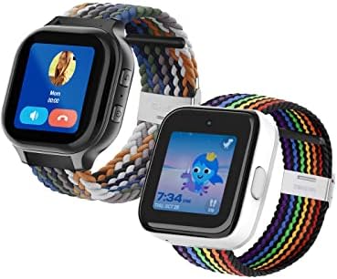 2 Pack Stretchy Braided Watch Bands Compatible with SyncUP Watch 2/1 or Garmin Bounce Watch (MultiColor OrangeBlue)