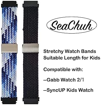 2 Pack Stretchy Braided Watch Bands Compatible With SyncUP Watch Or Gabb Watch 3/2/1(Multiblue Black)