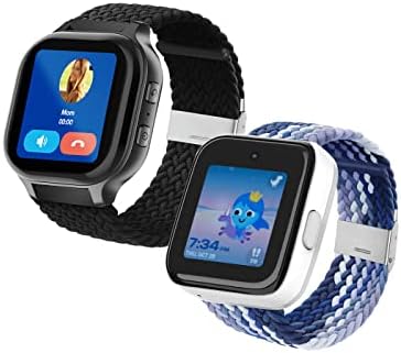 2 Pack Stretchy Braided Watch Bands Compatible with SyncUP Watch or Gabb Watch 3/2/1(Multiblue Black)