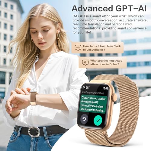 2025 Smart Watches For Women With Blood Pressure Monitor 1.9" AMOLED DA GPT AI Voice Smartwatch 24/7 Heart Rate Stress Sleep Monitor 123 Sports Modes IP68 Waterproof Fitness Tracker For Android IOS