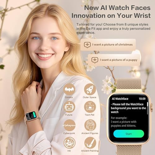 2025 Smart Watches For Women With Blood Pressure Monitor 1.9" AMOLED DA GPT AI Voice Smartwatch 24/7 Heart Rate Stress Sleep Monitor 123 Sports Modes IP68 Waterproof Fitness Tracker For Android IOS