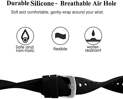 20mm Gizmo Watch Band Replacement Kids Breathable Soft Silicone Watch Band Strap Compatible With Verizon Gizmo Watch 2/1 Or Other 20mm Watches (Black)