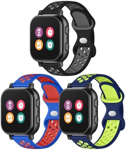 3 Pack Waterproof Silicone Gizmo Watch Band for Kids Compatible with Gizmo Watch 3 2 1/ Gabb Watch 3 2 1/ SyncUP/Cosmo JrTrack Watch Breathable Soft Sport Bands with Air Holes Design for Boys Girls