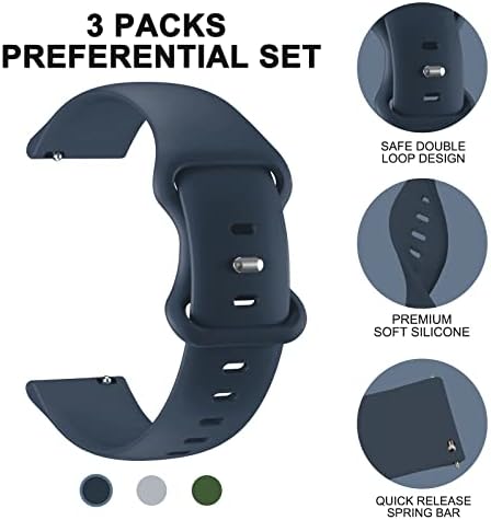 3 Packs Bands Compatible For Gabb Watch 3/2/1 Gizmo Watch 3/2/1 Band Replacement SyncUP Kids Watch Band Premium Soft Silicone Sport Strap For Boys Girls (Dark Blue/Gray/Army Green)