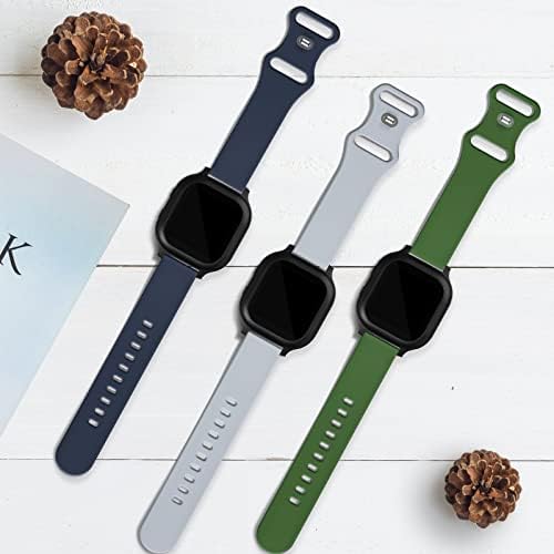 3 Packs Bands Compatible For Gabb Watch 3/2/1 Gizmo Watch 3/2/1 Band Replacement SyncUP Kids Watch Band Premium Soft Silicone Sport Strap For Boys Girls (Dark Blue/Gray/Army Green)