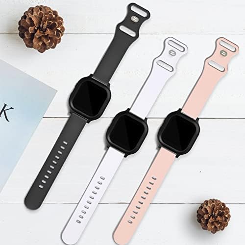 3 Packs Bands Compatible For Gabb Watch 3/2/1 Gizmo Watch 3/2/1 Band Replacement SyncUP Kids Watch Band Premium Soft Silicone Sport Strap For Boys Girls (Black/White/Pink)