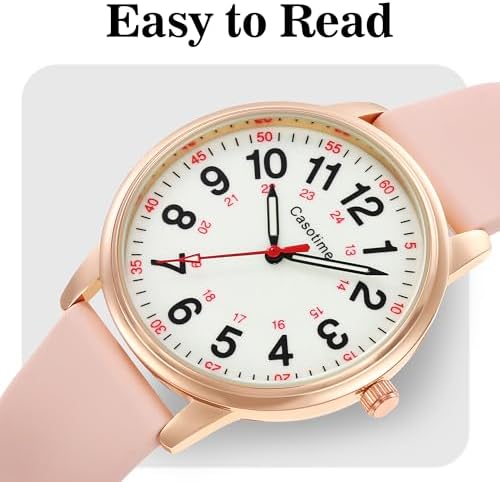 30M Waterproof Nurse Watch - Luminous Easy Read Dial Second Hand & 24H Military Time Durable Silicone Band For Nurses Medical Professionals Students - Men And Women