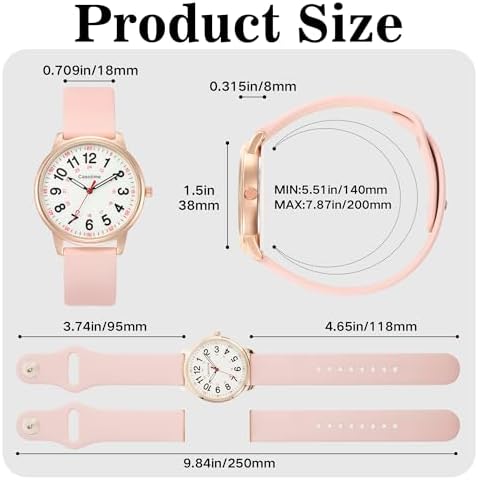 30M Waterproof Nurse Watch - Luminous Easy Read Dial Second Hand & 24H Military Time Durable Silicone Band For Nurses Medical Professionals Students - Men And Women