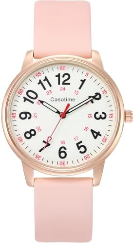 30M Waterproof Nurse Watch - Luminous Easy Read Dial Second Hand & 24H Military Time Durable Silicone Band for Nurses Medical Professionals Students - Men and Women