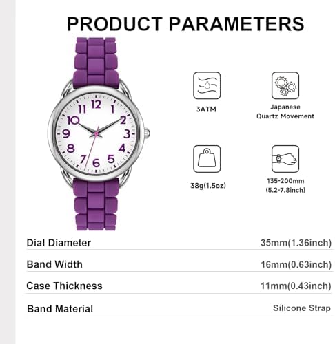 35MM Women's Watch Big Face Easy Reader Water Proof