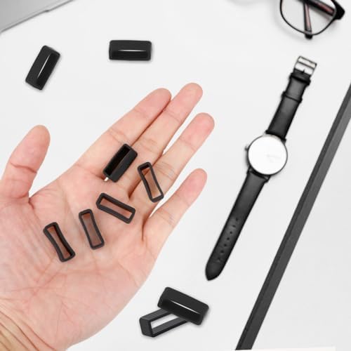 6 Pcs Watch Band Keepers 18mm/20mm/22mm Silicone Watch Strap Holder Loops Watch Strap Retainer Black Rubber Watch Strap Keeper Replacement Watch Band Fastener Rings For Smart Sport Watches Parts