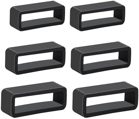 6 Pcs Watch Band Keepers 18mm/20mm/22mm Silicone Watch Strap Holder Loops Watch Strap Retainer Black Rubber Watch Strap Keeper Replacement Watch Band Fastener Rings for Smart Sport Watches Parts