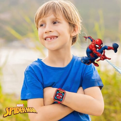 Accutime Marvel Spider-Man Red Educational Touchscreen Smart Watch Toy For Boys Girls Toddlers - Selfie Cam Learning Games Alarm Calculator Pedometer And More (Model: SPD4588AZ)
