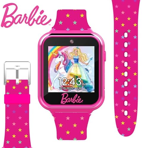Accutime 儿童 Mattel 芭比粉色教育学习触摸屏智能手表玩具 适合女孩、男孩、幼儿 - 自拍摄像头、学习游戏、闹钟、计算器、计步器等(型号:BDT4069AZ) 40 毫米 粉红色 現代