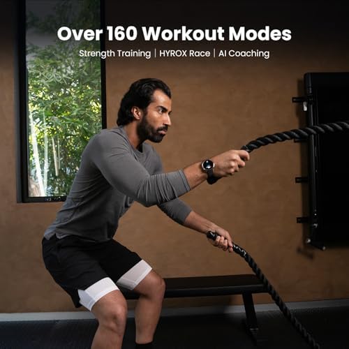 Amazfit Active 2 Premium Smart Watch Fitness Tracker (Round) For Android & IPhone 10 Day Battery Water Resistant GPS Maps Heart & Sleep Monitor HYROX Mode Sapphire Glass Leather + Sport Strap