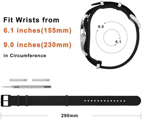 ANNEFIT Nylon Watch Band 16mm 18mm 20mm 22mm One-Piece Waterproof Military Watch Straps With Heavy Buckle