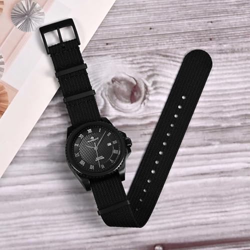 ANNEFIT Nylon Watch Band 16mm 18mm 20mm 22mm One-Piece Waterproof Military Watch Straps With Heavy Buckle