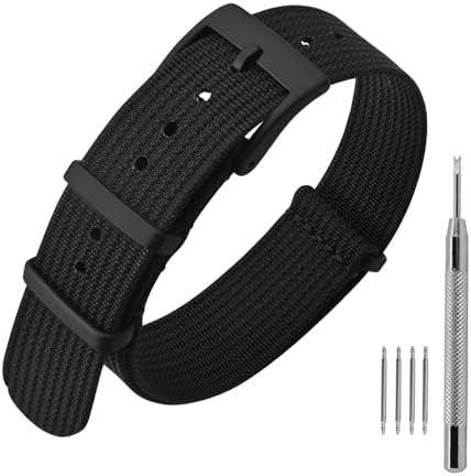 ANNEFIT Nylon Watch Band 16mm 18mm 20mm 22mm One-Piece Waterproof Military Watch Straps with Heavy Buckle