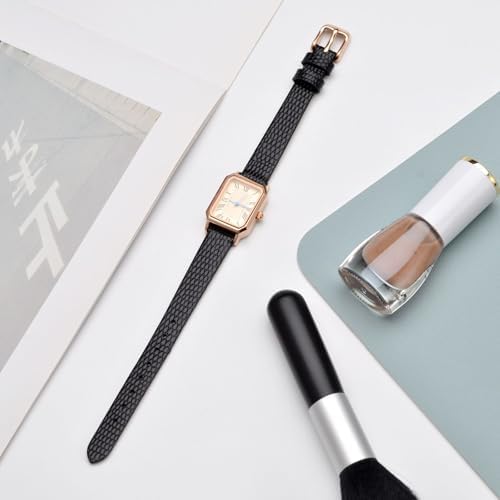 ANNEFIT Women's Leather Watch Band 10mm 12mm 13mm 14mm 15mm 16mm 18mm 20mm Lizard Grain Slim Thin Replacement Strap