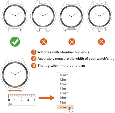 ANNEFIT Women's Leather Watch Band 10mm 12mm 13mm 14mm 15mm 16mm 18mm 20mm Lizard Grain Slim Thin Replacement Strap