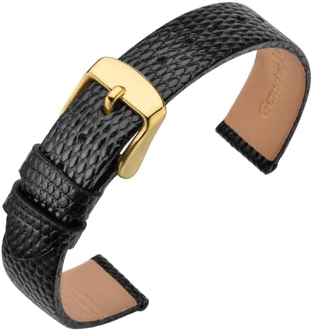 ANNEFIT Women's Leather Watch Band 10mm 12mm 13mm 14mm 15mm 16mm 18mm 20mm Lizard Grain Slim Thin Replacement Strap