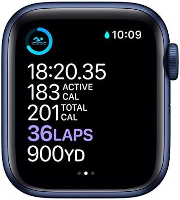 Apple Watch 系列 6(GPS 40mm) - 蓝色铝制表壳 带深海军运动表带(续订)