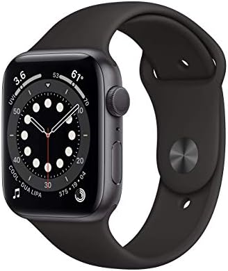 Apple Watch 系列 6(GPS 44 毫米) - 黑色运动表带的深空灰色铝制外壳(续订)