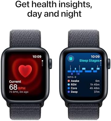 Apple Watch SE (2nd Gen) [GPS 40mm] Smartwatch With Midnight Aluminum Case With Midnight Sport Loop. Fitness & Sleep Tracker Crash Detection Heart Rate Monitor Carbon Neutral