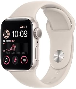 Apple Watch SE 2nd Gen (GPS 40mm) - Starlight Case with Starlight Sport Band S/M (Renewed)