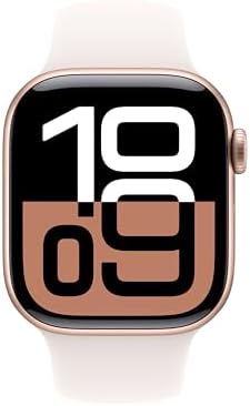Apple Watch Series 10 [GPS 42mm Case] Smartwatch With Rose Gold Aluminum Case With Light Blush Sport Band - S/M. Fitness Tracker ECG App Always-On Retina Display Water Resistant