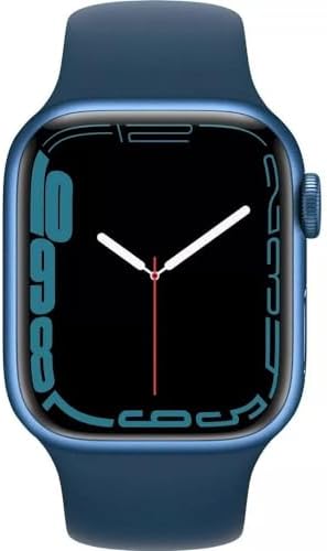 Apple Watch Series 7 (GPS + Cellular 45mm) Blue Aluminum Case With Abyss Blue Sport Band Regular (Renewed)