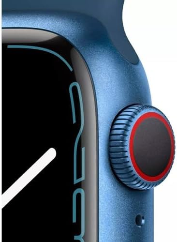 Apple Watch Series 7 (GPS + Cellular 45mm) Blue Aluminum Case With Abyss Blue Sport Band Regular (Renewed)