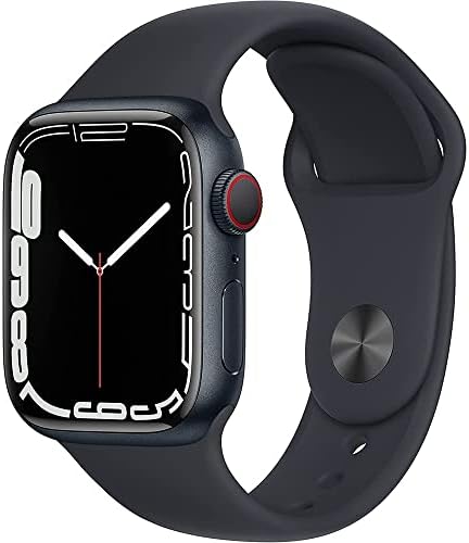 Apple Watch Series 7 GPS + Cellular 45mm Midnight Aluminum Case With Midnight Sport Band - Regular (Renewed)