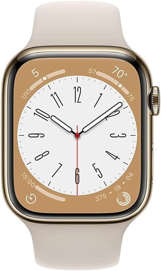 Apple Watch Series 8 (GPS + Cellular 41MM) Gold Stainless Steel Case With Starlight Sport Band - M/L (Renewed)