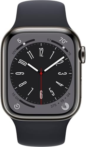 Apple Watch Series 8 [GPS + Cellular 41mm] - Graphite Stainless Steel with Midnight Sport Band S/M (Renewed)