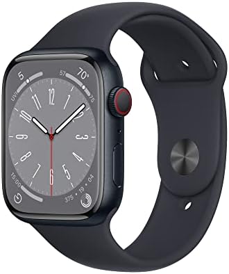 Apple Watch Series 8 [GPS + Cellular 45mm] - Midnight Aluminum Case with Midnight Sport Band M/L (Renewed)