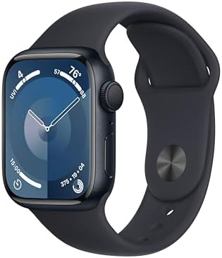 Apple Watch Series 9 [GPS 41mm] Smartwatch with Midnight Aluminum Case with Midnight Sport Band S/M. Fitness Tracker ECG Apps Always-On Retina Display Water Resistant