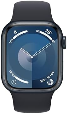 Apple Watch Series 9 [GPS 41mm] Smartwatch With Midnight Aluminum Case With Midnight Sport Band S/M. Fitness Tracker ECG Apps Always-On Retina Display Water Resistant