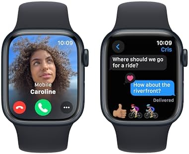 Apple Watch Series 9 [GPS 41mm] Smartwatch With Midnight Aluminum Case With Midnight Sport Band S/M. Fitness Tracker ECG Apps Always-On Retina Display Water Resistant