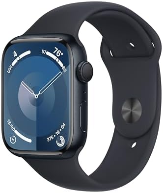 Apple Watch Series 9 [GPS 45mm] Midnight Aluminum Case with Midnight Sport Band M/L (Renewed)