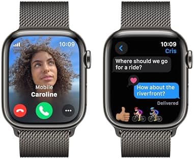 Apple Watch Series 9 [GPS + Cellular 41mm] Smartwatch With Graphite Stainless Steel Case With Graphite Milanese Loop. Fitness Tracker ECG Apps Always-On Retina Display