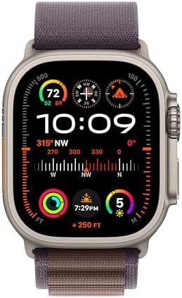 Apple Watch Ultra 2 [GPS + 蜂窝 49 毫米] 智能手表 配有坚固钛表壳和靛蓝阿尔卑斯大环 健身追踪器 精密GPS 动作按钮 超长电池寿命