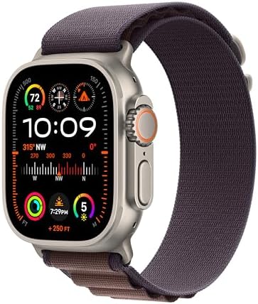 Apple Watch Ultra 2 [GPS + Cellular 49mm] Smartwatch with Rugged Titanium Case & Indigo Alpine Loop Large. Fitness Tracker Precision GPS Action Button Extra-Long Battery Life